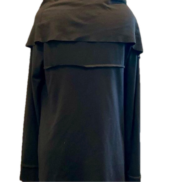 Kenzie S/M black snap over knit long sleeve wrap top shoulder shawl look - Picture 2 of 4